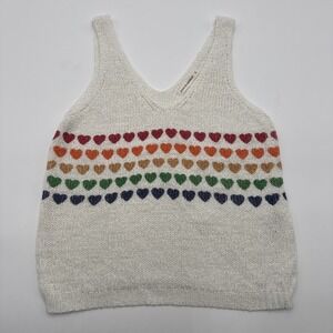 Rainbow Hearts Pride knit Tank Top Moon & Madison Size Small Festival Cutesy